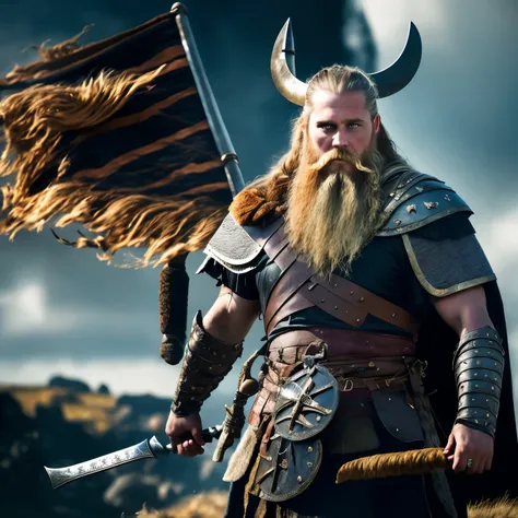 (best quality,4k,8k,highres,masterpiece:1.2),ultra-detailed,(realistic,photorealistic,photo-realistic:1.37),Norse warrior,Viking warrior,Viking warrior illustration,Viking berserker,ancient Viking warrior,Viking and knight aesthetics,epic Viking king,epic ...