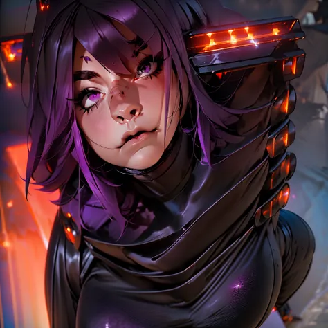 1girl solo (((raven)cosplay))) (from dc comics), perfect face, detailed eyes, perfect anatomy, wide hips, cute seductive sensual...