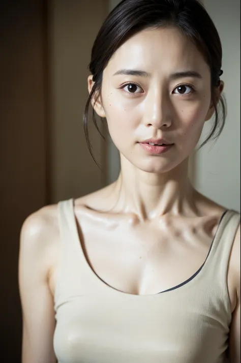 look at the camera,(((highest quality, 8K, masterpiece))), sharp focus, ID photo, Japan female, 40 years old, (real skin)