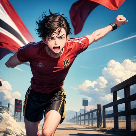 Boy running for fight