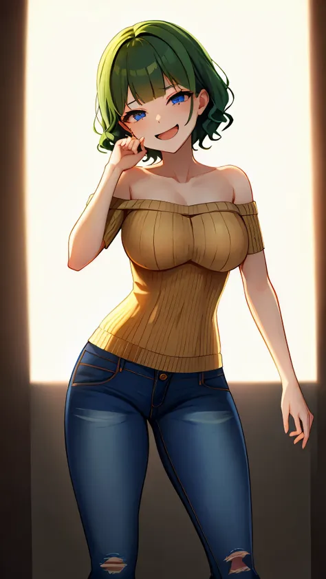 デフォルト設定: [nsfw, (masterpiece, best quality:1.2)], 登場人物設定: | 女性1: ([short hair, 1woman, (wavy hair: 1.2), blunt bangs, ash green ...