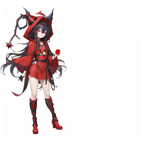 Wearing a red dress、Anime girl wearing black hat and red cloak, eager character, official character art, Character art of Maple Leaf Story, Mika Kurai Devil, Ayakashi original god impact, Little Red Riding Hood for Thief, witch, Change, mechanized witch, (...