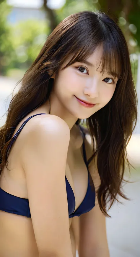 highest quality, shape, Super detailed, finely, High resolution, 8k wallpaper, 完璧なダイナミックな構shape, beautiful and detailed eyes, bikini,medium hair,small breasts natural color lip、20 year old girl、cute、sexy shot looking at camera、summer、Transparency、smile、for...