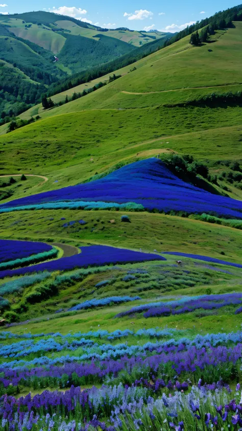 Blue flowering hill