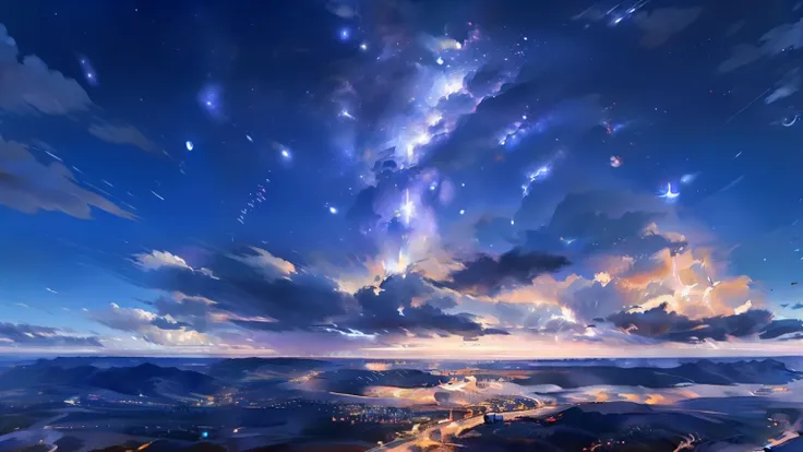 skyline,night sky,非常にwonderfulレンダリング,best rendering,best details,dream,wonderful,colorful,oilpaint,8k resolution,highest resolut...