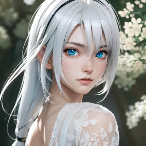 masterpiece, Best quality, Official art, extremely detailed CG Unity 8k wallpaper, very detailed, illustration,White hair, 