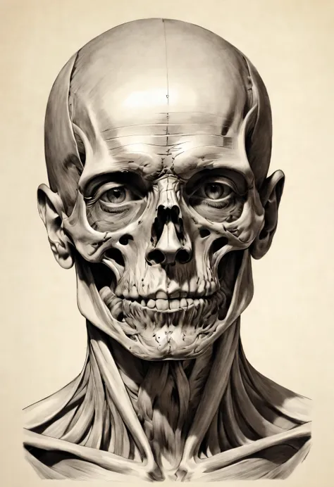 anatomy diagram style, portrait, beautiful detailed