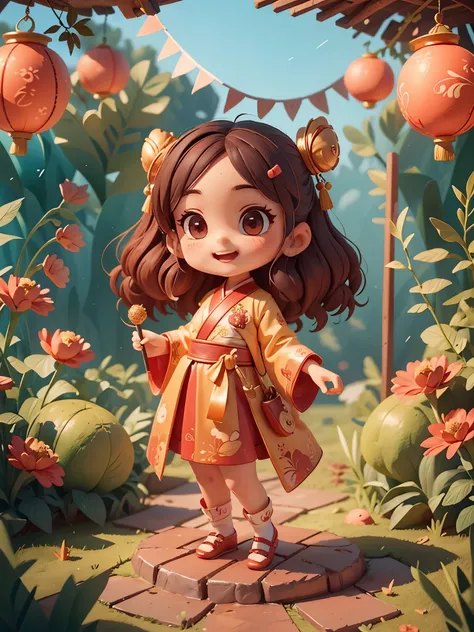 cute new year theme，create a collection of adorable chibi style china dolls, each with tons of detail and 8k resolution. all dol...