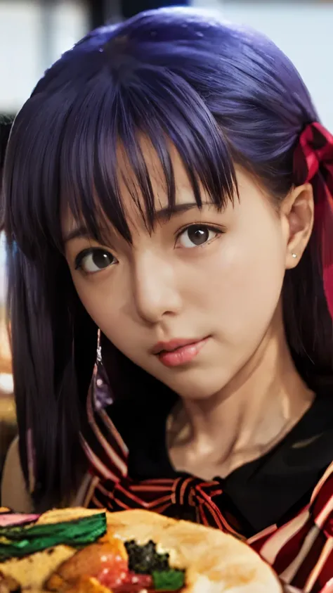 a close up of a person with a bow on her head, misato katsuragi, iwakura lain, yuyushiki, anime style like fate/stay night, portrait of lain iwakura, close up iwakura lain, umineko, juri misaki, lain iwakura, rumiko, fate / stay night, 