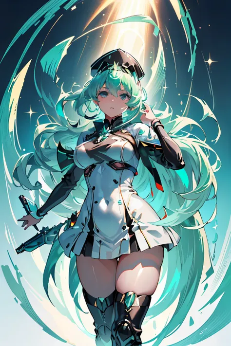 anime, girl, (((1girl))), (((waifu, xenoblade chronicles 2, pneuma waifu))), (((seafoam green hair, long hair))), ((seafoam gree...