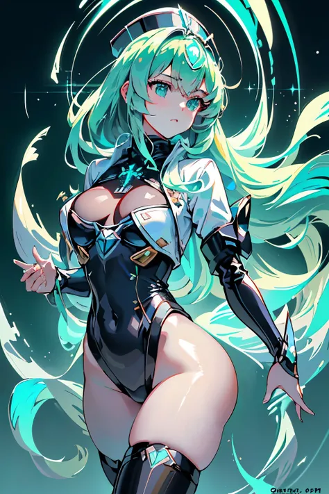 Anime, Girl, (((1girl))), (((Waifu, Xenoblade Chronicles 2, Pneuma Waifu))), (((Seafoam Green Hair, Long Hair))), ((Seafoam Green Eyes eyes:1.3, Upturned Eyes: 1, Perfect Eyes, Beautiful Detailed Eyes, Gradient eyes: 1, Finely Detailed Beautiful Eyes: 1, S...