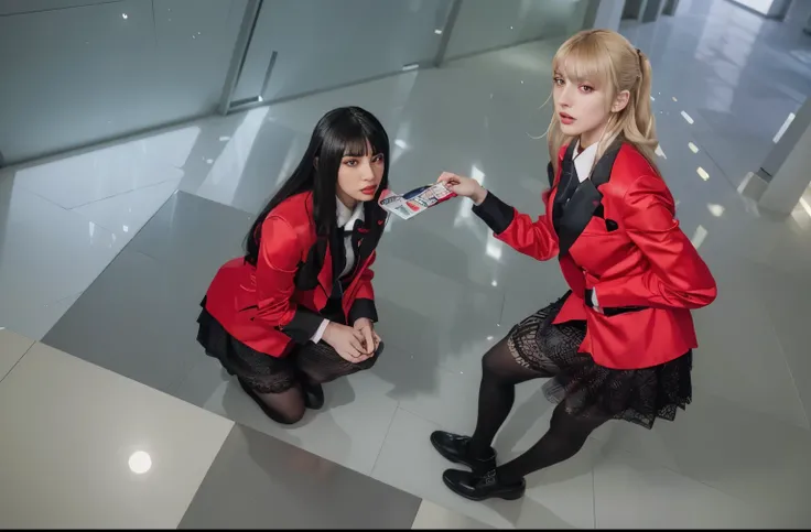 (Best quality, 8k, 32k, Masterpiece, UHD:1.2) "Create an AI-generated art piece depicting the interior of the Hyakkaou Private Academy from Kakegurui. Capture the intense atmosphere of the gambling scenes, showcasing the unique architecture and vibrant col...