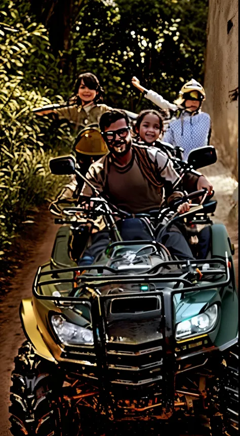 sharpened man and two children riding on a four-wheeled quad bike, 2019, 2 0 1 9, 2020, 2 0 2 0, me divertindo muito, fora da estrada, Family friendly, 2021, 2 0 2 1, vistas bonitas, album photo, imagem de avatar, se divertindo, Foto do perfil