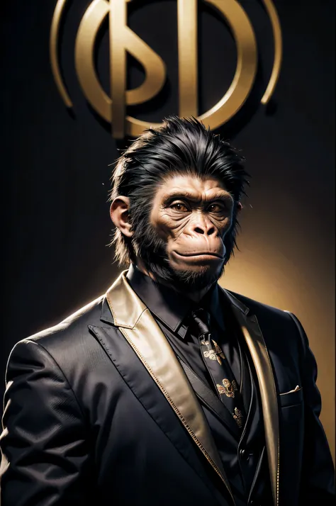 cool monkey in a suit, Wearing a mask, bitcoin, money, 8K, Unreal Quality, accuracy of products, unreal engine 5, wonderful Monkey strikes a regal pose, Exuding confidence and sophistication. photo, a testament to the monkey&#39;s impeccable fashion sense,...