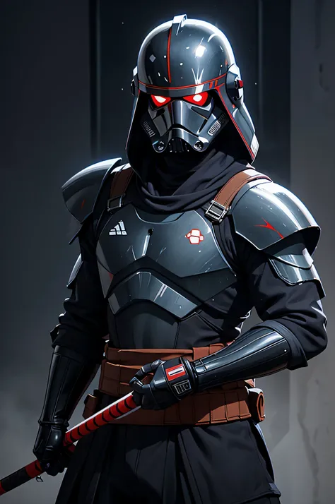 dark trooper. starwars. samurai. jedi. strong. bulky. helmet. black.
