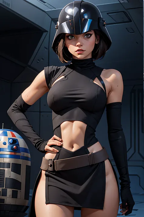 sexy. female dark trooper. starwars. helmet. Sexy Square Neck. Sleeveless Underboob Cutout Bandage. Mini Party Dress
