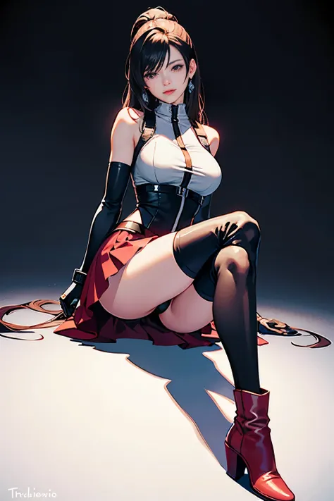 (8k, top quality, masterpiece: 1.2), (actual, lifelike: 1.37), ultra high definition, Final Fantasy 7 Remake&#39;Tifa Lockhart (Tifa Lockhart) Sit on a date in a sophisticated cafe in the cityscape。a detailed portrait，With beautiful and delicate eyes and a...