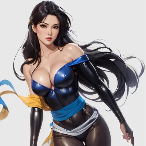 a close up of a woman in a blue and yellow costume, portrait of chun - li, extremely detailed artgerm, portrait of chun li, artg...