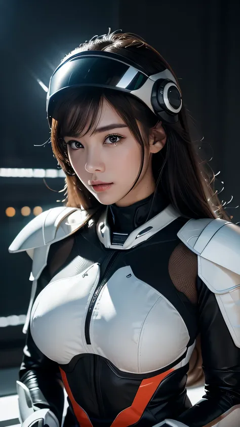 best image quality, excellent details, 超High resolution, (fidelity: 1.4), best illustrations, Favor details, High concentration of 1girls, With a delicate and beautiful face, dressed in black and white mecha, Wearing a mecha helmet, Have a direction contro...