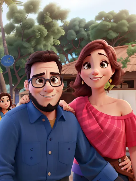 Casal estilo desenho pixar, alta qualidade, melhor qualidade