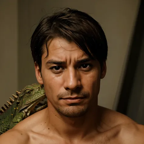 Man cries thinking of iguana