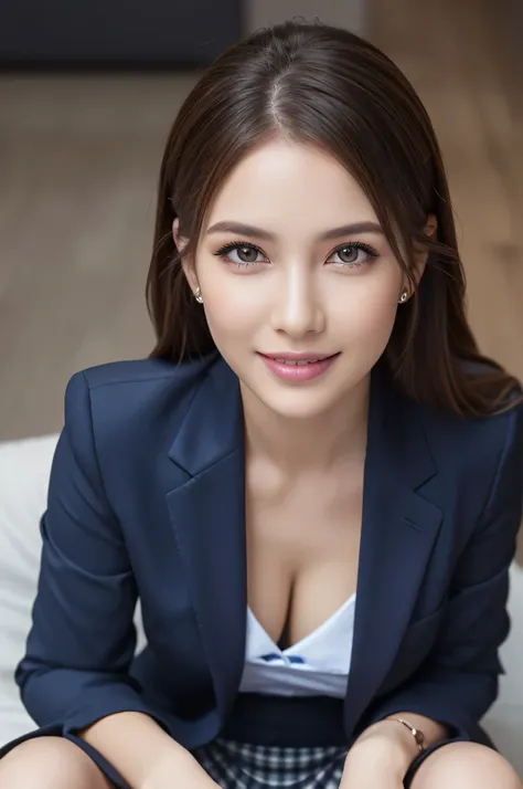 (1woman), Beautiful, Amazing face and eyes, makeup, (extremely detailed beautiful face), seducting smile, (Best Quality:1.4), (Ultra-detailed), (extremely detailed CG unified 8k wallpaper), Highly detailed, raw photos, Professional Photography, (Business S...