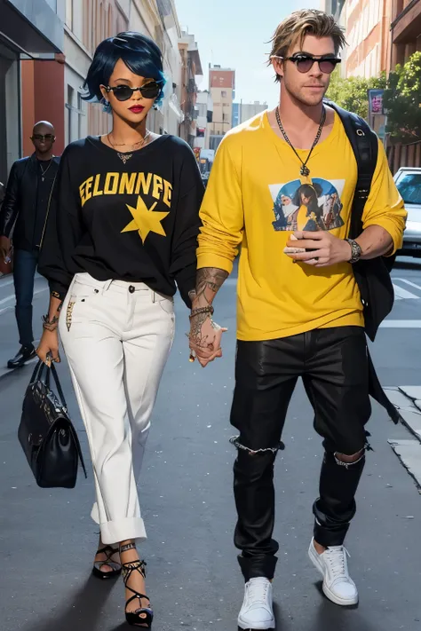 Embark on a style fusion journey with our Celebrity Mashup! This time, were blending the bold and vibrant fashion of Rihanna with the laid-back charm of Chris Hemsworth. 🌟✨ Imagine the perfect ensemble that combines Rihannas daring elegance and Chriss casu...