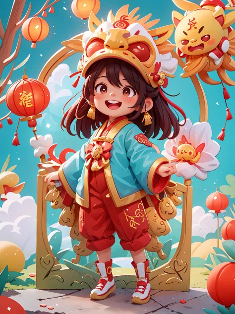 masterpiece,(best quality),very detailed,super detailed, (1 girl), chinese traditional clothing, red衣服, dragon hat, dragon, vivi...