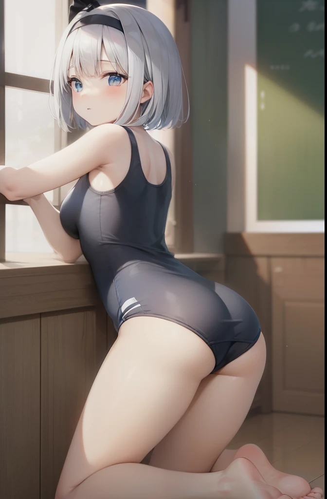 school swimsuit、Youmu、buttocks、barefoot、