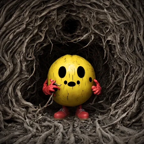 pacman in a dark scary place