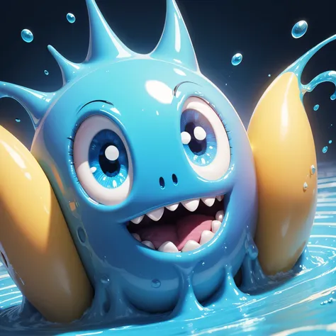 A bright and cheerful blue slime monster 