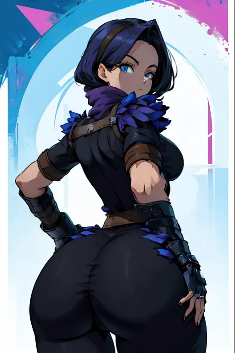 Raven team leader, fortnite, (artwork), (artwork), (amazing work), (detailed eyes), (delicate skin), (detailed eyes), (1 girl) artwork, best quality, Best Desinger, Best illustration, anus , ass, focus on ass, grabbing ass, female, female only, from behind...