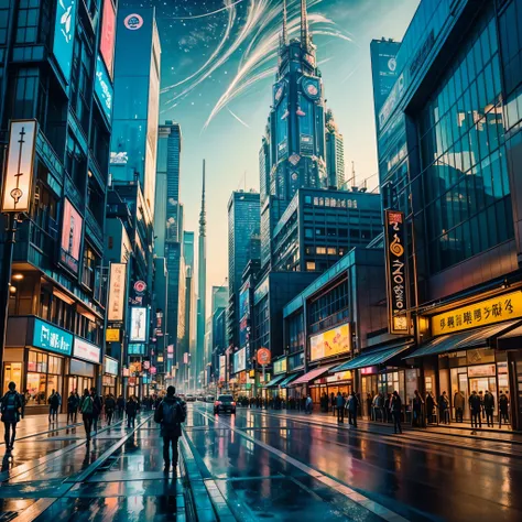 (nebulae hyper Nebula starry_sky Moonset epic moonrise spacious moonshine) In this futuristic image of a city at night，We were taken into a city full of technology and innovation。Tall skyscrapers glow with neon lights in the night sky，Forming a series of c...