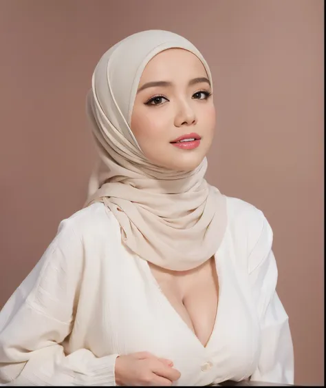 vogue style front view photo shoot of malay 20years old young woman wear ((white sweater)) with pastel colored background in wes...