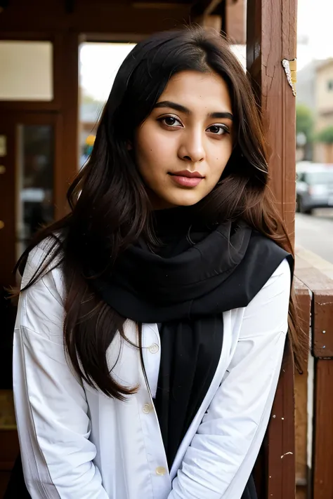 "Describe the life and aspirations of a 25-year-old Pakistani woman named Aisha, who elegantly wears a red shalwar kameez and a hijab. With her captivating brown eyes and flowing black hair, delve into Aishas daily routine, her cultural values, and the dre...