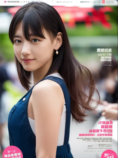 JPNIDOL，1 girl，so beautiful，delicate features，fashionable clothes，Cover content，perfect figure，Idol magazine cover，masterpiece，high quality，looking at the audience，Magazine closure，ultra high resolution