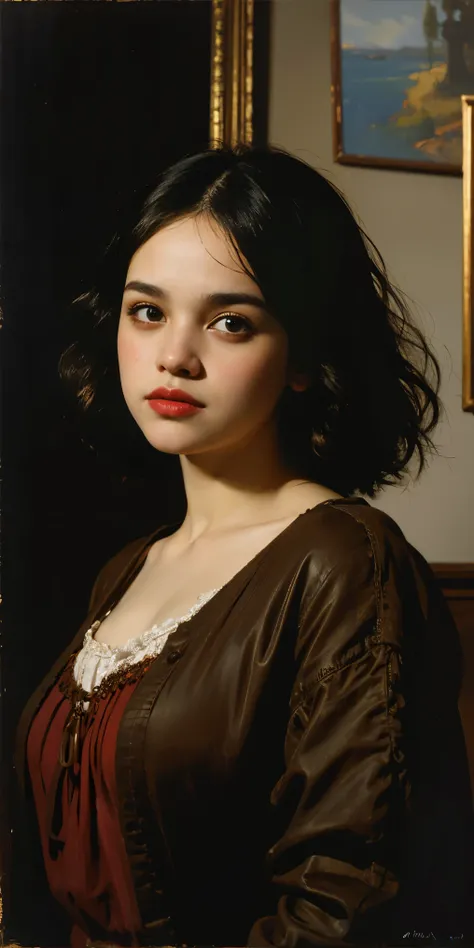  oil painting portrait of Norah Jones , bright background, heavy brushstrokes, moody, Rembrandt-style lighting, high contrast, vintage, 