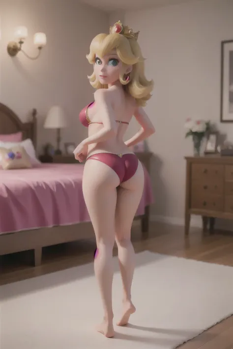 ,princess peach,bikini,bedroom,butt