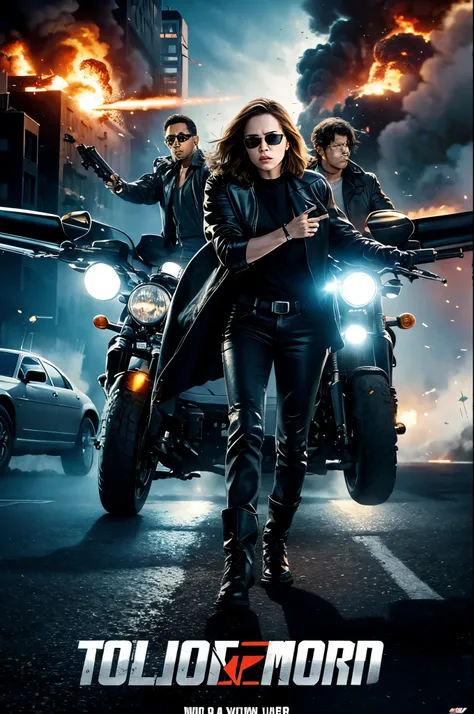 terminator movie poster, explosions, guns, cars, Planes