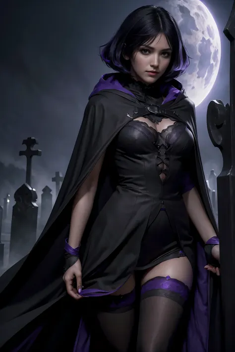 (best quality, (high resolution:1.2), ultra-detailed, realistic portrait, female necromancer, long black cloak, beautiful face, ...