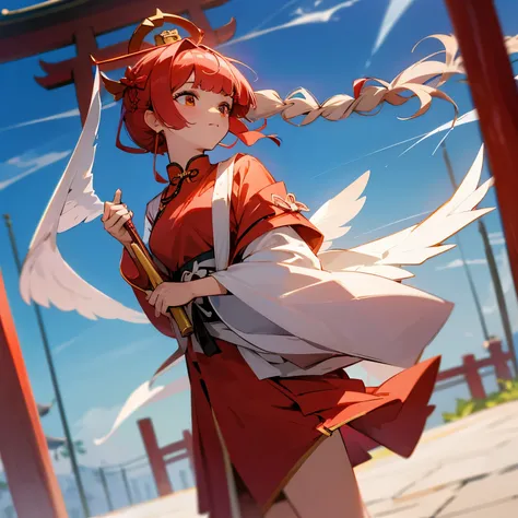 Shrine Maiden x China x Idol Angel Wings Chemo Ears Chinese Bun Ring Braid Bangs Patsun 