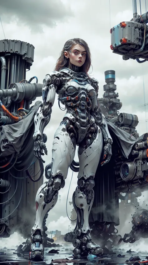 (1 girl), (beautiful cyborg queen looking at camera:1.25), (cara delevingne:1.25), (robotic mechanical physique:1.25), (full bod...