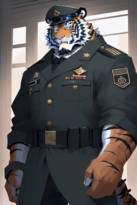 anime character with tiger , tiger_beast, firmware version, high resolution committee, ((tiger)), gigachad muscular, muscular!!,...