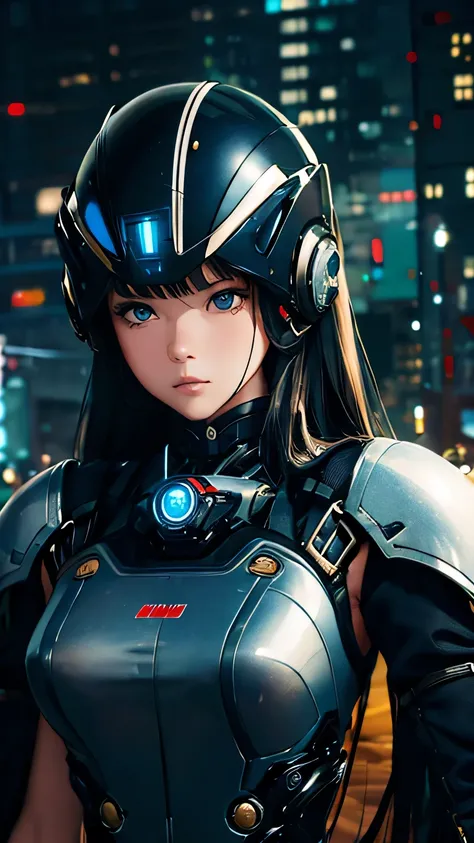 best image quality, excellent details, 超High resolution, (fidelity: 1.4), best illustrations, Favor details, 1girls high concentration, With a delicate and beautiful face, dressed in black and white mecha, Wearing a mecha helmet, Have a direction controlle...