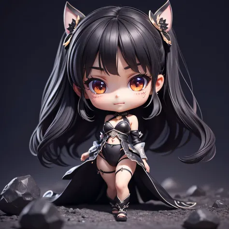 cute赤ちゃんa bitアニメ、black bikini、、open your mouth and be surprised、slutty makeup、detailed face、(((chibi 3d))) (highest quality), (d...