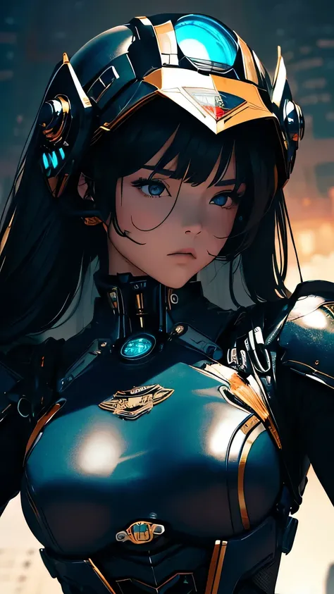 best image quality, excellent details, 超High resolution, (fidelity: 1.4), best illustrations, Favor details, 1girls high concentration, With a delicate and beautiful face, dressed in black and white mecha, Wearing a mecha helmet, Have a direction controlle...