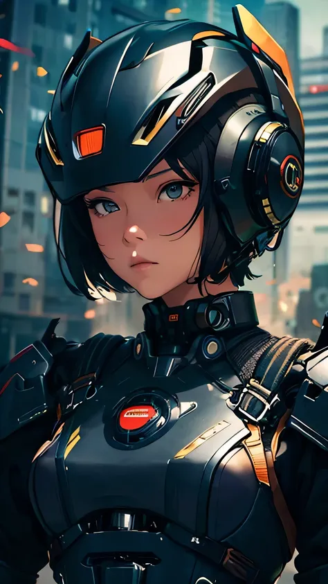 best image quality, excellent details, 超High resolution, (fidelity: 1.4), best illustrations, Favor details, 1girls high concentration, With a delicate and beautiful face, dressed in black and white mecha, Wearing a mecha helmet, Have a direction controlle...