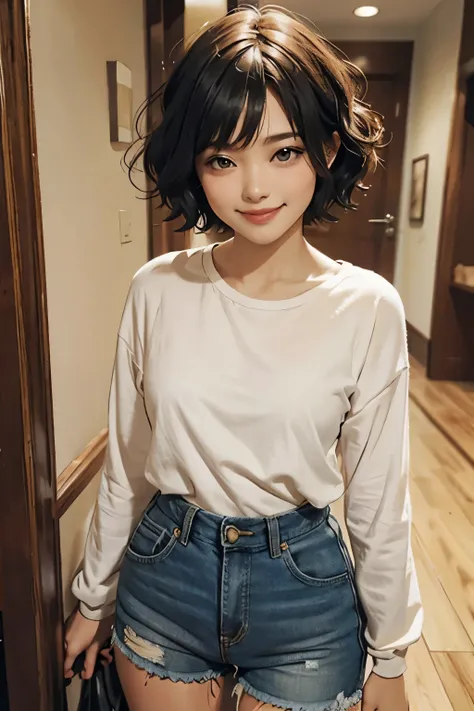 short hair smile