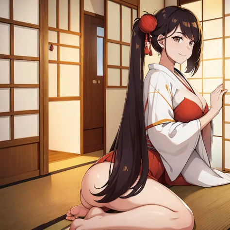 a woman in a Japanese house, long hair
