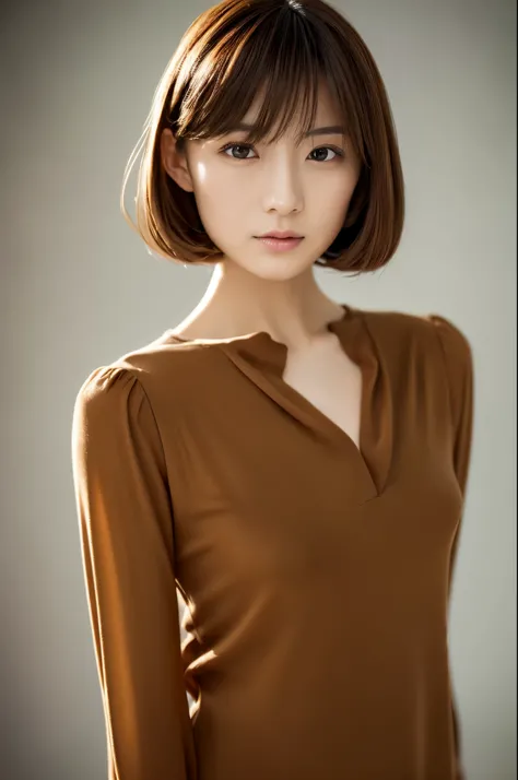 Top quality, realistic, perfect human body structure, very detailed, very delicate and beautiful, RAW photography, professional lighting, luminescence, depth of field, single focal, full body, Skinny Japanese lady, 30 year old lady, brown hair, small head,...